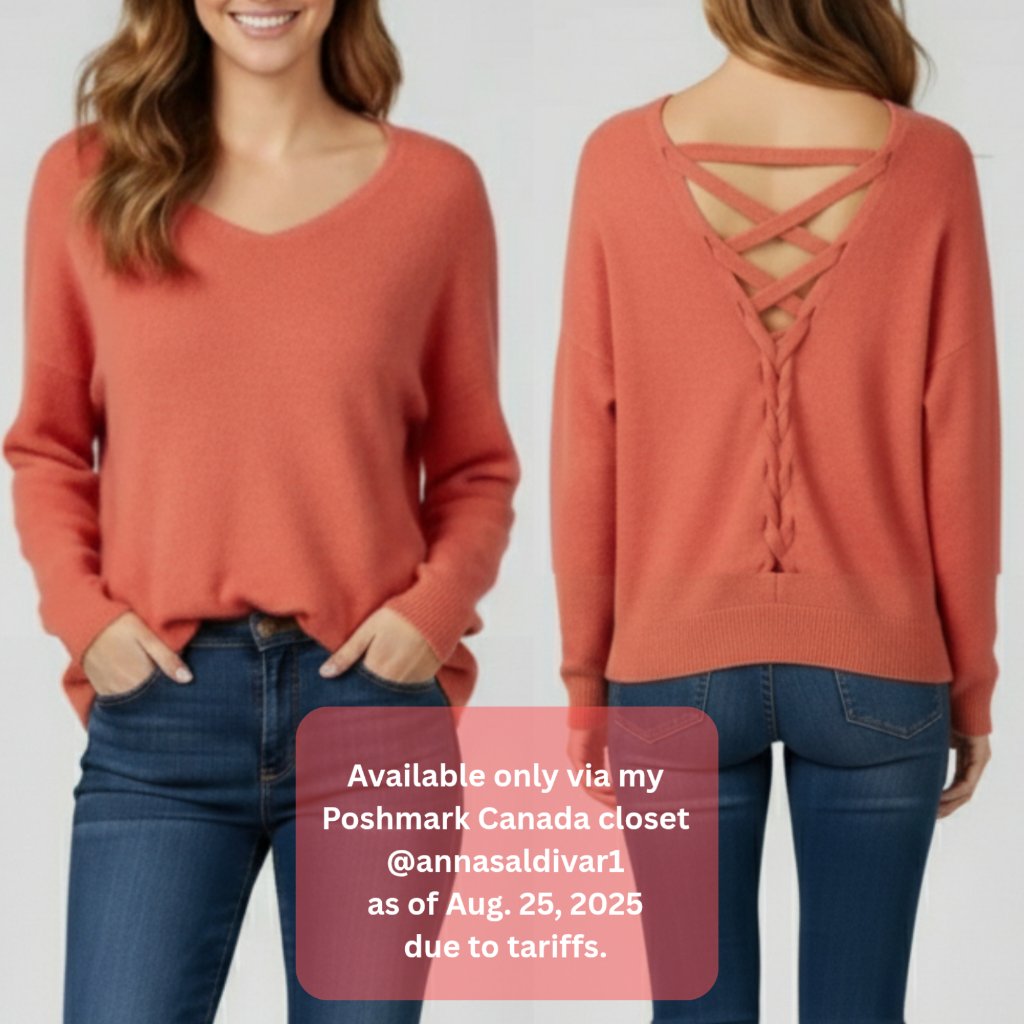 Xs Dtlm Repeat 100% Cashmere V-Neck Sweater Lightweight Knit - Soft Red
